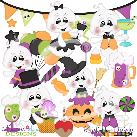Ghostly Good Time SVG Cutting Files/Paper Piecing +Clipart - Click Image to Close
